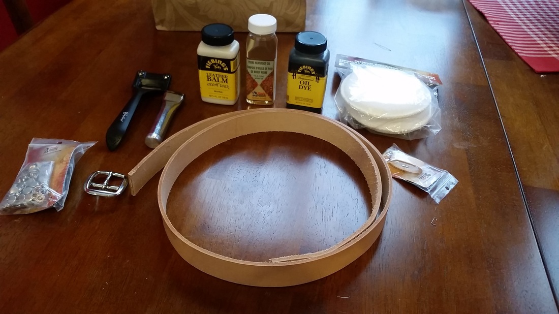 supplies for making a leather belt